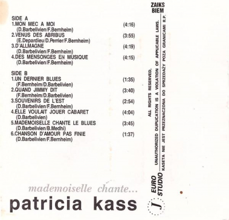 Patricia Kaas - Mademoiselle Chante..., (Casetă Audio) [1]