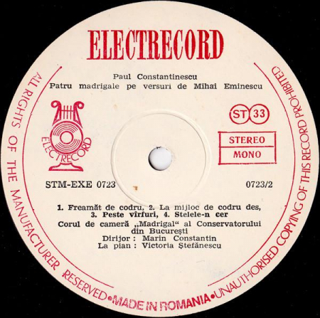 Paul Constantinescu - Coruri, (Disc Vinil) [1]