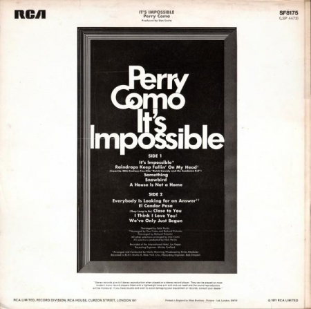 Perry Como - It's Impossible, (Disc Vinil) [1]
