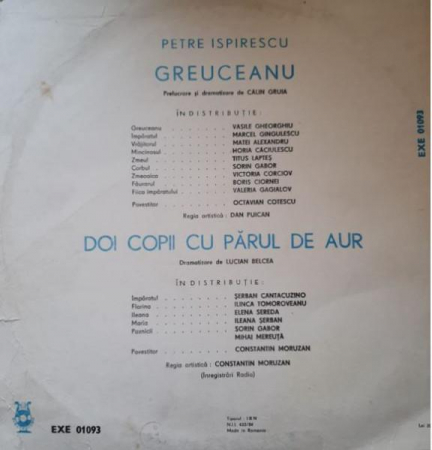 Petre Ispirescu - Greuceanu / Doi Copii Cu Părul De Aur, (Disc Vinil) [1]
