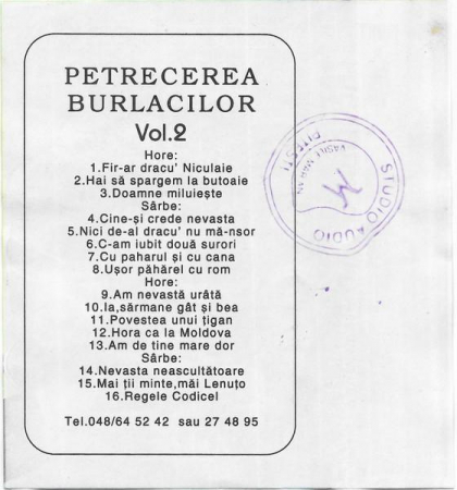 Petrecerea Burlacilor Vol.2 , (Casetă Audio) [1]