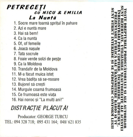 Petreceti cu Nicu si Emilia - La Nunta (Caseta Audio) [1]