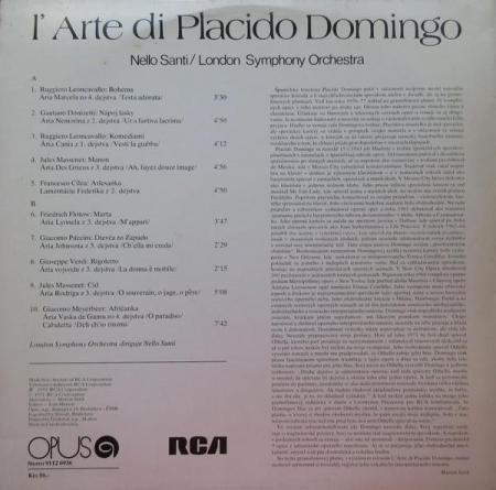 Placido Domingo - L'Arte Di Placido Domingo, (Disc Vinil) [1]