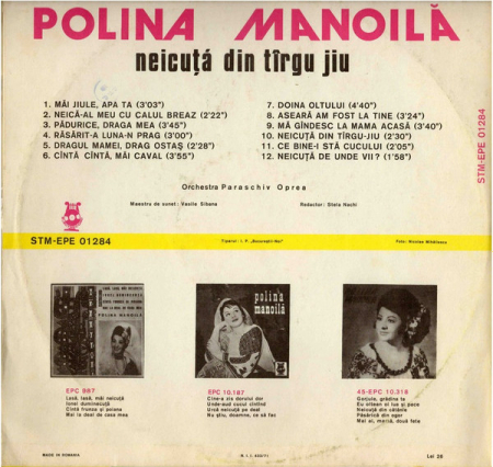 Polina Manoilă – Neicuță Din Tîrgu Jiu, (Disc Vinil) [1]
