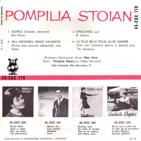 Pompilia Stoian - Silence ● Mes Premières Vraies Vacances ● Ding-Ding ● La Plus Belle Pour Aller Danser (7 Inch), (Disc Vinil) [1]