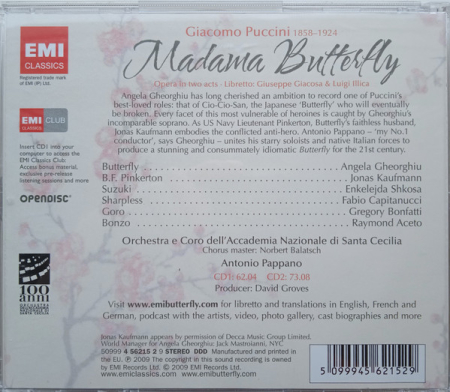 Puccini* - Angela Gheorghiu • Jonas Kaufmann • Enkelejda Shkosa • Fabio Capitanucci • Orchestra* E Coro dell'Accademia Nazionale di Santa Cecilia • Antonio Pappano – Madama Butterfly (CD) [1]
