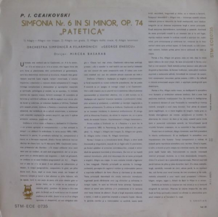 Pyotr Ilyich Tchaikovsky - Simfonia Nr. 6 „Patetica“, (Disc Vinil) [1]