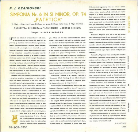 Pyotr Ilyich Tchaikovsky - Simfonia Nr. 6 "Patetica" (Disc Vinil) [1]