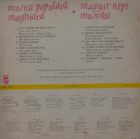 Rácz Béla - Muzică Populară Maghiară = Magyar Népi Muzsika (Disc Vinil) [1]