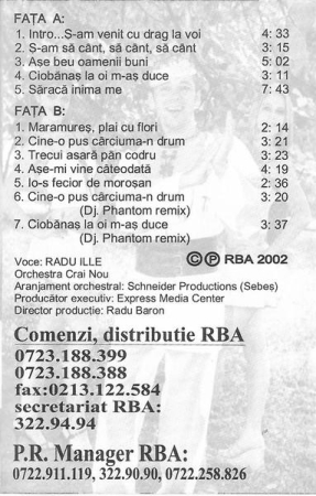 Radu Ille - Ș-am Să Cânt, Să Cânt, Să Cânt, (Casetă Audio) [1]