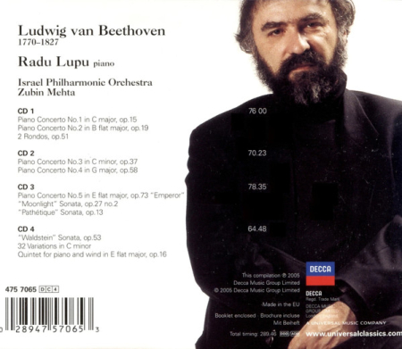 Radu Lupu, Beethoven – The Piano Concertos • 3 Sonatas • 2 Rondos (CD) [1]