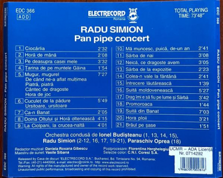 Radu Simion - Pan Pipe Concert, (CD) [1]