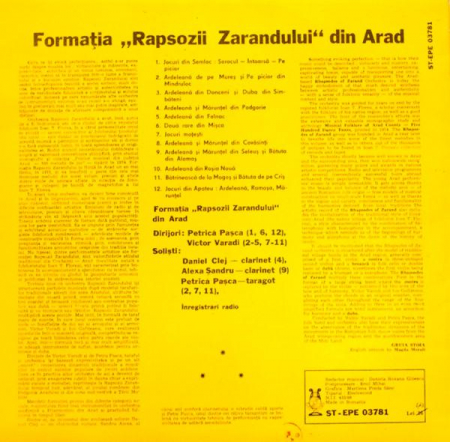 Rapsozii Zarandului - Jocuri Din Arad, (Disc Vinil) [1]