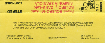 Ravel* / Minkus* / Lalo* – Bolero / Bolero Și Dans / Simfonia Spaniolă (CASETA) [1]