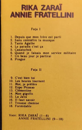 Rika Zaraï - Rika Zarai / Annie Fratellini (Caseta Audio) [1]