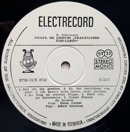 Robert Schumann - Ciclul De Lieduri "Frauenliebe Und-Leben" / Șapte Cîntece Populare Spaniole, (Disc Vinil) [1]