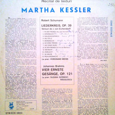 Robert Schumann - Recital De Lieduri, (Disc Vinil) [1]