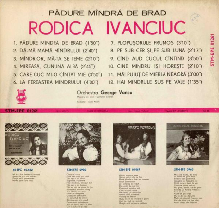 Rodica Ivanciuc - Pădure Mîndră De Brad (Disc Vinil) [1]