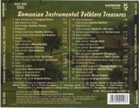 Romanian Instrumental Folklore Treasure, (CD) [1]