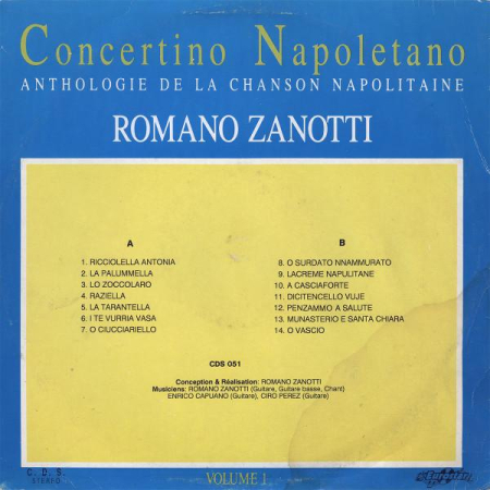 Romano Zanotti - Concertino Napoletano (Anthologie De La Chanson Napolitane) Volume 1 (Disc Vinil) [1]