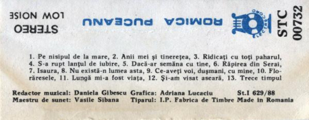 Romica Puceanu - Ridicați Cu Toți Paharul (Caseta Audio) [1]