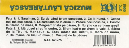 Romica Puceanu - Șaraiman - Muzică Lăutărească, (Casetă Audio) [1]