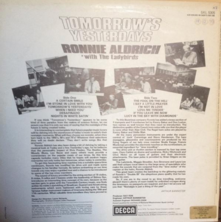 Ronnie Aldrich - Tomorrow's Yesterdays, (Disc Vinil) [1]