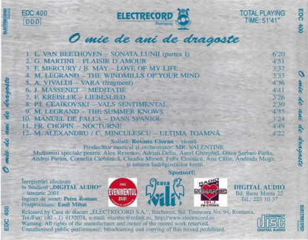 Roxana Cioran - O Mie De Ani De Dragoste, (CD) [1]