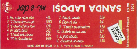 Sanda Ladoși - Mi-e Dor , (Casetă Audio) [1]