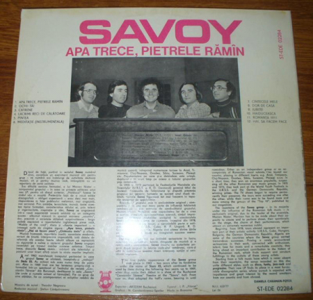 Savoy - Apa Trece, Pietrele Rămîn, (Disc Vinil) [1]