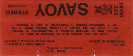 Savoy - Balada Izvorului , (Casetă Audio) [1]