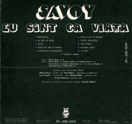 Savoy - Eu Sînt Ca Viața, (Disc Vinil) [1]