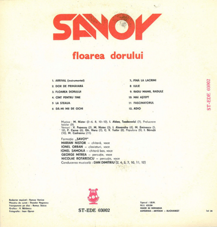 Savoy - Floarea Dorului, (Disc Vinil) [1]