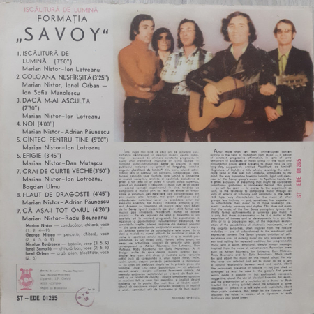 Savoy (5) – Iscălitură De Lumină, (Disc Vinil) [1]