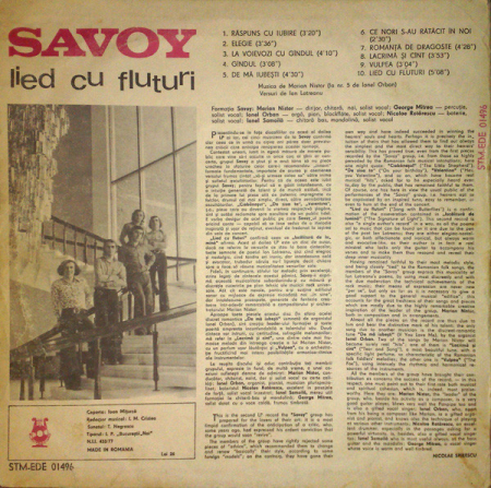 Savoy - Lied Cu Fluturi, (Disc Vinil) [1]