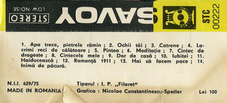 Savoy  - Apa Trece Pietrele Rămîn (Caseta Audio) [1]