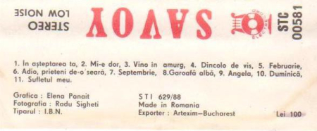 Savoy - Garoafă Albă, (Casetă Audio) [1]