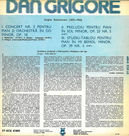 Sergei Vasilyevich Rachmaninoff - Concert Nr. 2 Pentru Pian Și Orchestră, Preludiu Op. 23, Studiu Op. 39, (Disc Vinil) [1]