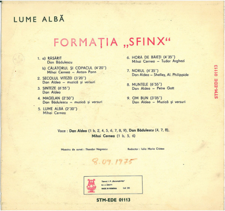 Sfinx - Lume Albă, (Disc Vinil) [1]