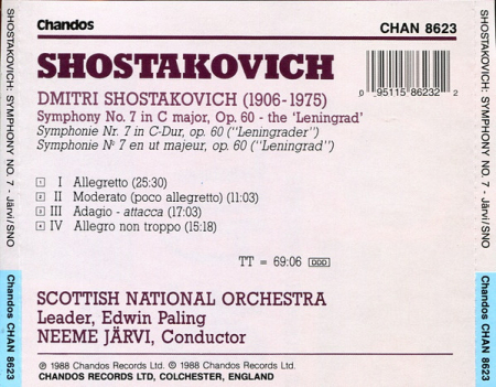Shostakovich* - Scottish National Orchestra*, Neeme Järvi – Symphony No. 7 ~ The 'Leningrad' (CD) [1]