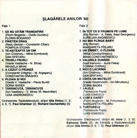 Șlagărele Anilor '60 , (Casetă Audio) [1]