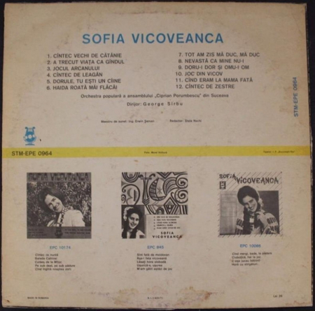 Sofia Vicoveanca - Cîntec Vechi de Cătănie, (Disc Vinil) [1]