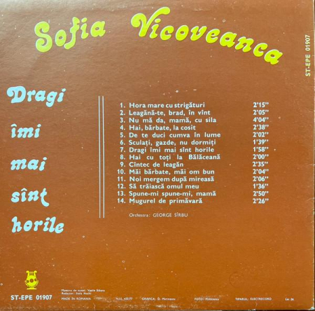 Sofia Vicoveanca - Dragi Îmi Mai Sînt Horile, (Disc Vinil) [1]