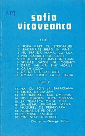 Sofia Vicoveanca - Dragi Îmi Mai Sunt Horile (Caseta Audio) [1]
