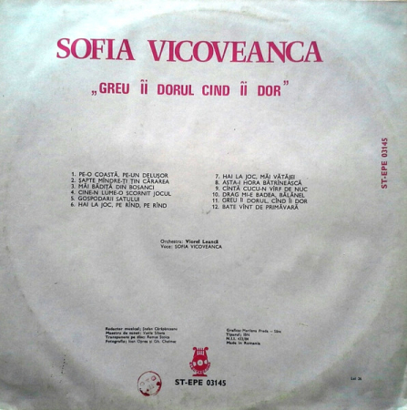 Sofia Vicoveanca – Greu Îi Dorul Cînd Îi Dor (VINIL) [1]