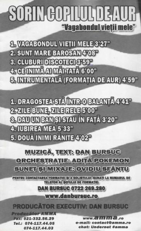 Sorin Copilul De Aur - (Vol. 2) Vagabondul Vieții Mele (Caseta Audio) [1]