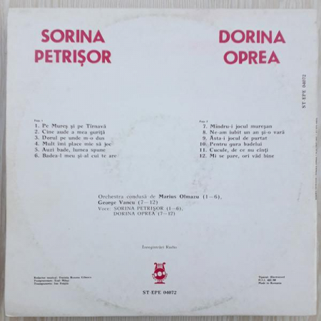 Sorina Petrișor - Dorina Oprea / Sorina Petrișor, (Disc Vinil) [1]