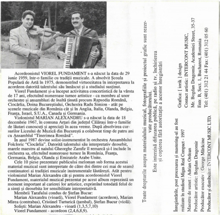 Stefan Bucur Ensemble - Muzică Lăutărească Veche / Old Romanian Gypsy Music , (Casetă Audio) [1]