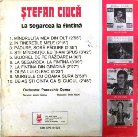Ștefan Ciucă - La Segarcea La Fîntînă (Disc Vinil) [1]