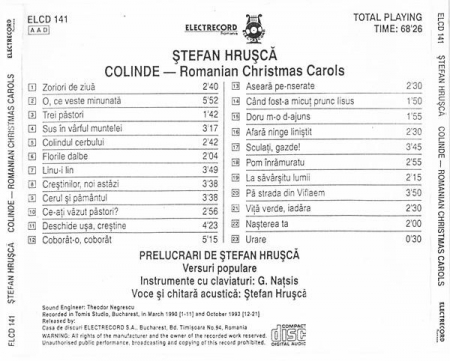 Ștefan Hrușcă - Colinde (Romanian Christmas Carols), (CD) [1]